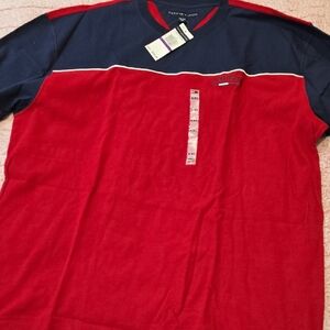 Tommy Hilfiger Men's Red and Blue Shirt 100% Cotton